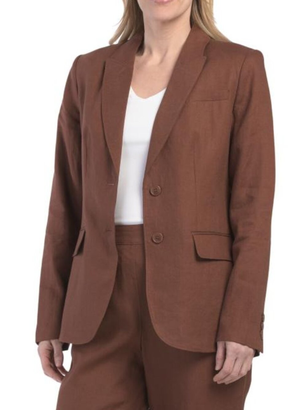 ELIE TAHARI Linen Blend 2 Button Soft Blazer